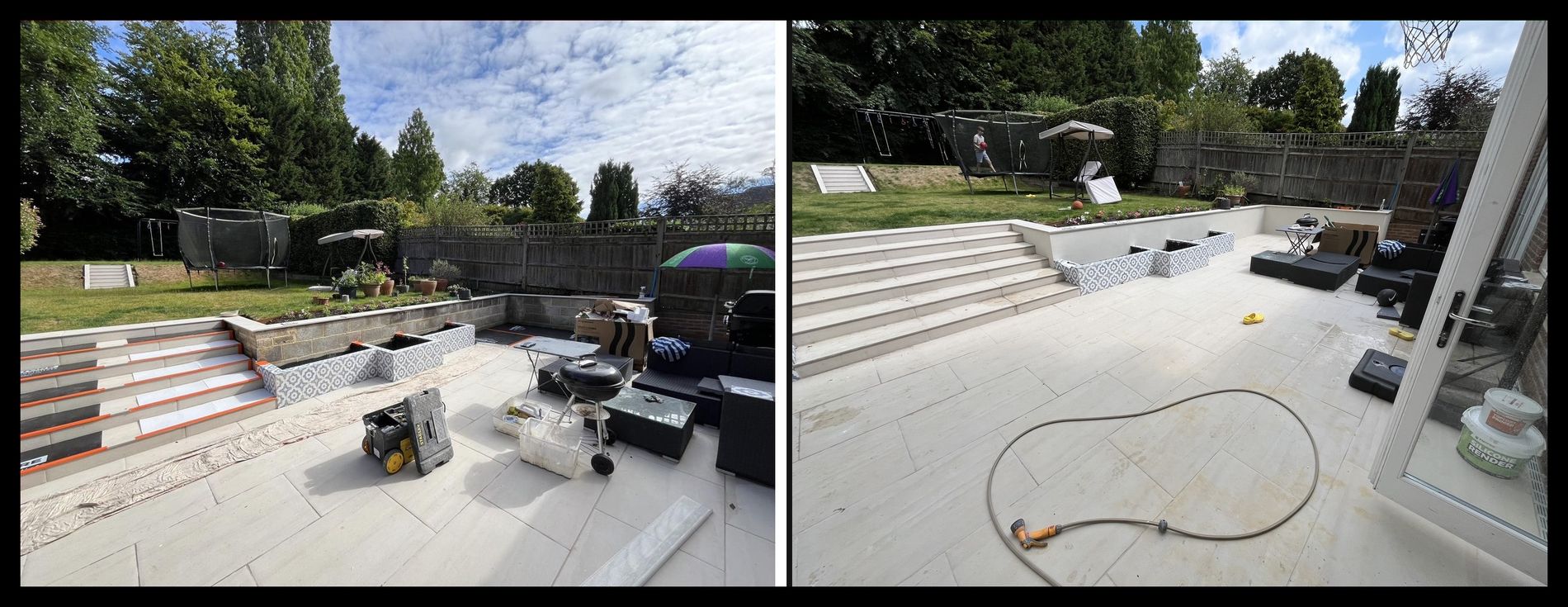 Garden patio before and after