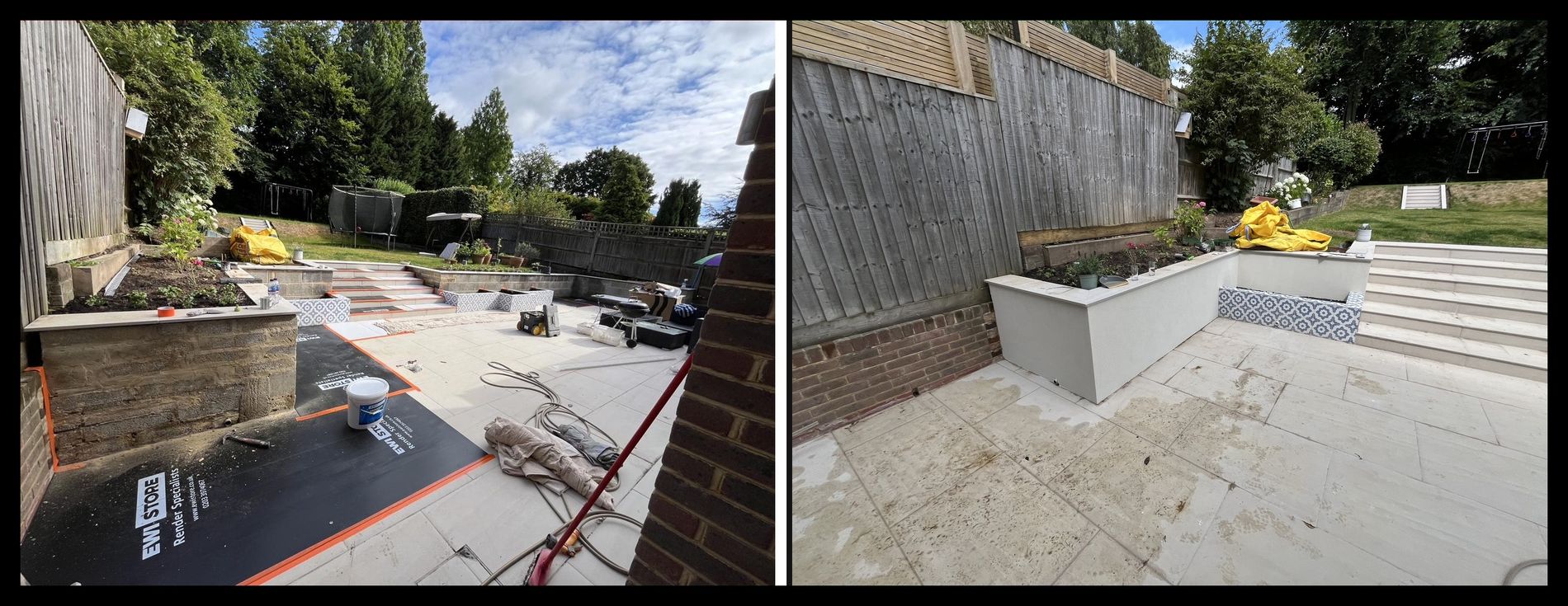 Raised garden planters before and after